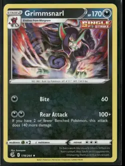 2021 Fusion Strike Set Pokemon Card 178 Grimmsnarl NM - Image 1
