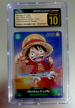 One Piece Card Monkey D. Luffy P-037 1ST Anniversary - CGC 10 Pristine - Image 1