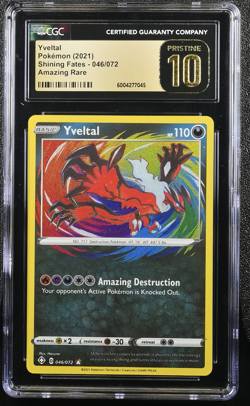 Yveltal CGC 10 PRISTINE - Amazing Rare Holo 046/072 - Shining Fates Pokemon Card - Image 1