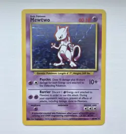 Pokemon TCG Base Set MEWTWO 10/102 Unlimited Holo Rare Card Vintage WOTC 1999 - Image 1