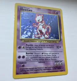 Pokemon TCG Base Set MEWTWO 10/102 Unlimited Holo Rare Card Vintage WOTC 1999 - Image 3