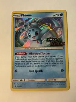 Phione SM220 Prerelease Promo SM Cosmic Eclipse Holo Rare Stamped Pokemon Card - Image 1
