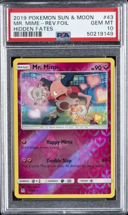 2019 POKEMON SUN & MOON HIDDEN FATES #43 MR. MIME-REVERSE FOIL PSA 10 - Image 1