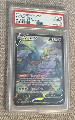 Pokemon Zacian V Astral Radiance Trainer Gallery Full Art #TG21 PSA 10 - Image 1