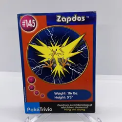 Zapdos #145 PokeTrivia 1997 Nintendo Pokemon Mewtwo Strikes Back #10 Movie-NM!! - Image 1