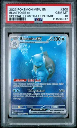 2023 POKEMON MEW EN-151 SPECIAL ILLUSTRATION RARE #200 BLASTOISE EX PSA 10 - Image 1