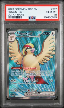 2023 POKEMON OBF EN-OBSIDIAN FLAMES ULTRA RARE #217 PIDGEOT EX PSA 10 - Image 1