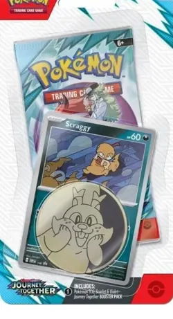 1 Pokemon TCG Journey Together Scraggy Booster Checklane Blister Pack Sealed - Image 1