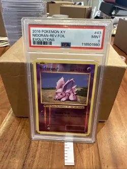 2016 POKEMON XY EVOLUTIONS 43 NIDORAN-REVERSE FOIL-PSA 9 MINT - Image 1