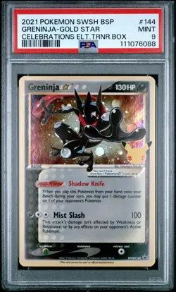 2021 POKEMON SWSH BLACK STAR PROMO #144 GRENINJA-GOLD STAR PSA 9 - Image 1