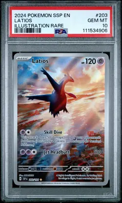 2024 POKEMON SSP EN-SURGING SPARKS ILLUSTRATION RARE #203 LATIOS PSA 10 - Image 1