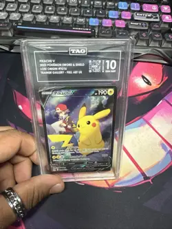 2022 Pokemon TCG Pikachu V TG16/TG30 Lost Origin Holo TAG Grade 10 GEM MINT - Image 1
