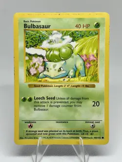 Bulbasaur 44/102 Base Set 1999 WOTC Vintage Pokemon Card MP - Image 1