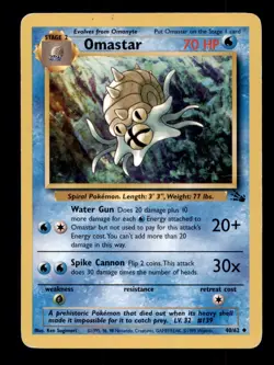 4x Pokemon Card Omastar Fossil 40/62 MODERATELY PLAYED Non-Holo Uncommon TCG!!!! - Image 1