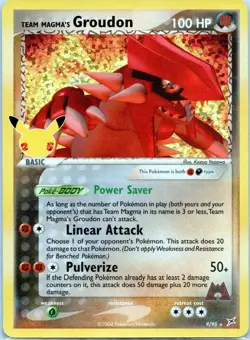 Team Magma's Groudon 9/95 Celebrations Ultra Rare Holo Pokemon Card - Image 1