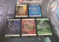 Mtg. Full Art Basic Land Set Of 5. Foil Spider Web Lands. Marvel's Spider-Man. - Image 1