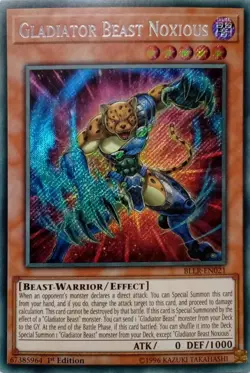 BLLR-EN021 GLADIATOR BEAST NOXIOUS SECRET RARE 1ST EDITION YuGiOh CARD - Image 1