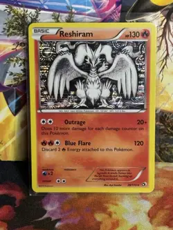 Pokemon TCG Reshiram Holo Rare Card 28/113 B&W Legendary Treasures NM - Image 1