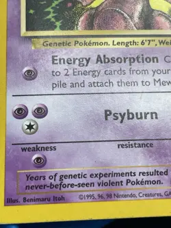 Pokemon trading card, vintage, Mewtwo Psyburn No: 14, black star promo - Image 5