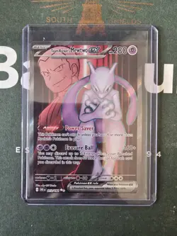Pokemon TCG Destined Rivals Team Rockets Mewtwo EX Full Art Card 213/182 - Image 1