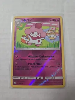 Pokemon Sun Moon Cosmic Eclipse Slurpuff 154/236 Rare Reverse Holo TCG Card - Image 1