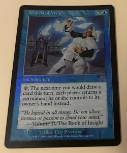 Words of Wind 2002 Onslaught FOIL Blue Rare Enchantment MTG NM-M - Image 1