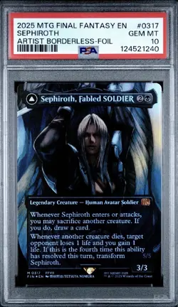 PSA 10 Sephiroth, Fabled SOLDIER (0317) (Borderless) Final Fantasy Foil - Image 1
