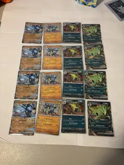 Pokemon Prismatic Evo Lucario Tyranitar ex Premium Collection Stamp Promo Lot x4 - Image 1