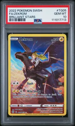 2022 POKEMON SWORD & SHIELD BRILLIANT STARS #TG05 FULL ART/ZEKROM PSA 10 - Image 1
