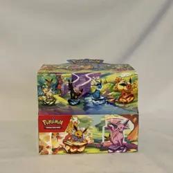 Pokemon TCG Prismatic Evolutions Set Of 8 Sealed Mini Tins W Open Display Box - Image 1