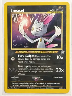 Sneasel 25/111 - Neo Genesis Non Holo Pokemon TCG WOTC - Image 1