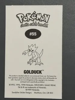 Pokemon Golduck #55 Sandylion Sticker Sheet Perforated Pack Fresh 1999 - Image 2