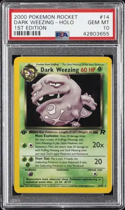 2000 POKEMON ROCKET 1ST ED #14 DARK WEEZING-HOLO PSA 10 - Image 1