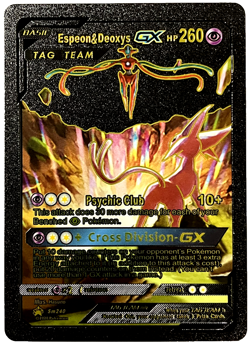 Pokemon Espeon & Deoxys GX Basic Tag Team Black Foil Fan Art Texture Collector - Image 1