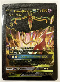 Pokemon Espeon & Deoxys GX Basic Tag Team Black Foil Fan Art Texture Collector - Image 4