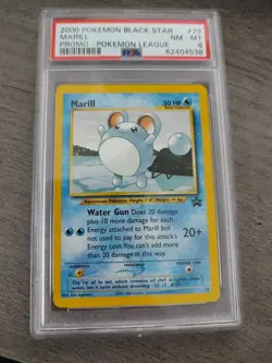2000 POKEMON PROMO BLACK STAR POKEMON LEAGUE #29 MARILL PSA 8 - Image 1