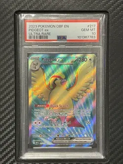 2023 PSA 10 Pidgeot Ex #217 Ultra Rare Full Art Pokemon TCG S&V Obsidian Flames - Image 1