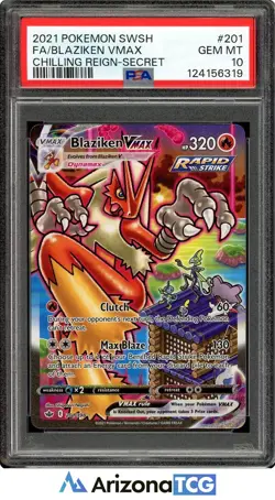 Pokemon 2021 Blaziken VMAX 201/198 Alt Art Chilling Reign GEM MINT PSA 10 - Image 1