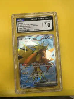 CGC 10 GEM MINT Zapdos EX Pokemon 2023 Japanese Pokemon Card 151 -194/165 - Image 1