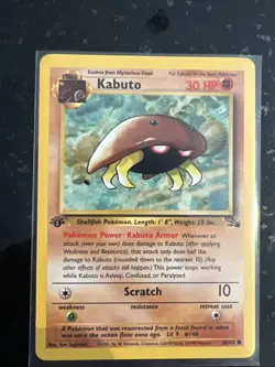 Kabuto 50/62 1st Edition Fossil Set 1999 Pokemon Common Card - Image 1