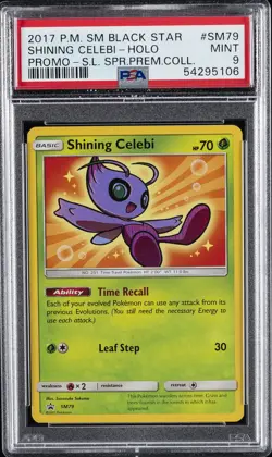 2017 POKEMON SM BLACK STAR PROMO #SM79 SHINING CELEBI-HOLO PSA 9 - Image 1