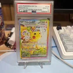2024 POKEMON SSP EN-SURGING SPARKS SPECIAL ILLUSTRATION RARE PIKACHU EX PSA 10 - Image 1