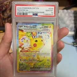 2024 POKEMON SSP EN-SURGING SPARKS SPECIAL ILLUSTRATION RARE PIKACHU EX PSA 10 - Image 3