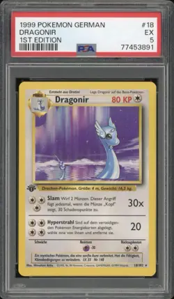 1999 Pokemon GERMAN 1st Edition Base Set Dragonir-Dragonair 18/102 PSA 5 EX - Image 1