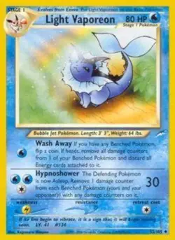 Damaged Light Vaporeon - 52/105 - Uncommon - Unlimited Edition Pokemon Neo Desti - Image 1
