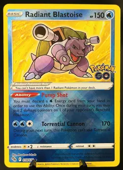 Pokemon TCG Radiant Blastoise Pokemon Go 018/078 Ultra Rare Holo Foil NM Mint - Image 1