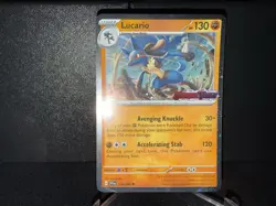 Lucario 114 Pokemon Scarlet & Violet Stamped Cosmos Holo Promo Card NM+ - Image 1