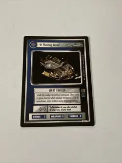 Star Trek CCG Ships Hirogen Hunting Vessel Black Boarder Voyager Card - Image 1