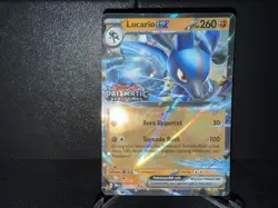 Lucario ex 051 Pokemon Prismatic Evolutions Stamped Cosmos Holo Promo Card NM+ - Image 1