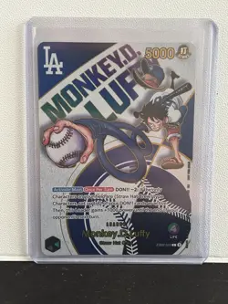 Monkey D Luffy LA Dodgers Exclusive Promo Leader Card. One Piece CCG! - Image 1